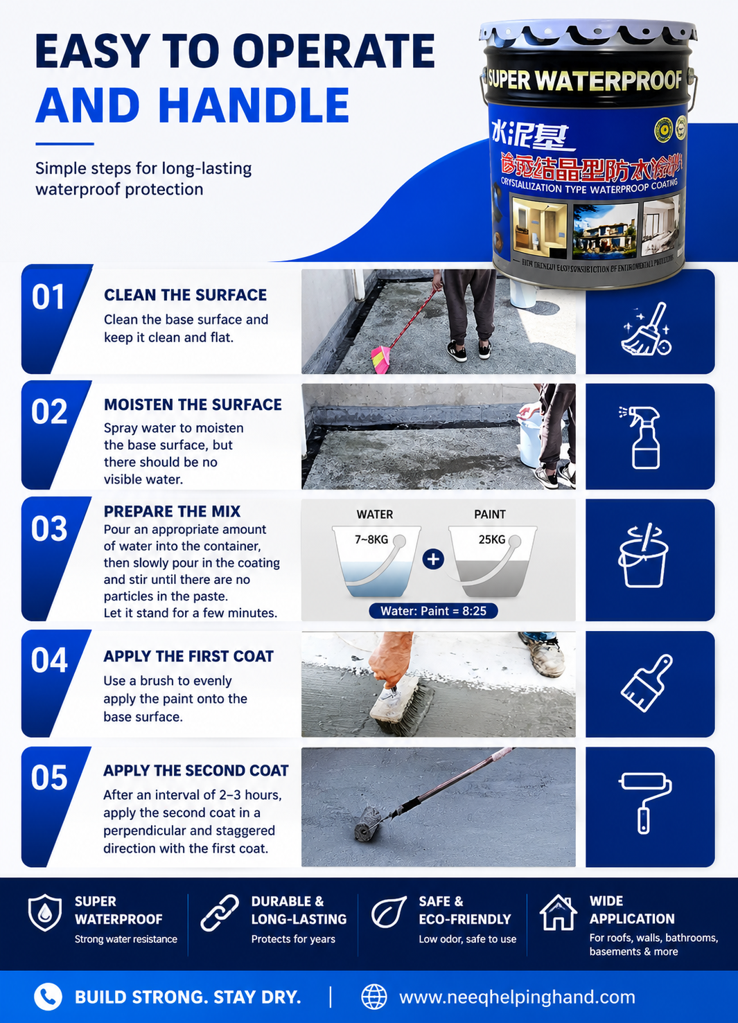 Cement-Based Permeable Crystalline Waterproof Coating